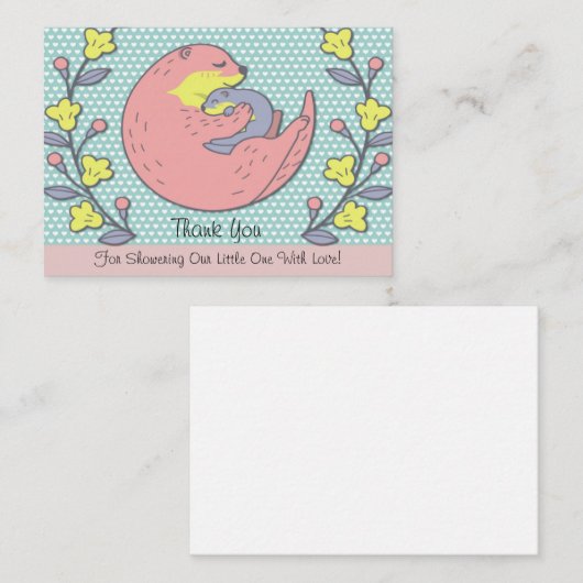 Mam Otter en haar Baby Dank je wel Notitiekaartje (Voorkant / Achterkant)