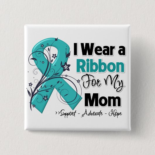 Mam - Ovarium Cancer Ribbon Vierkante Button 5,1 Cm (Voorkant)