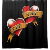 Mam Pa Red Hearts Tattoo Douchegordijn (Voorkant)