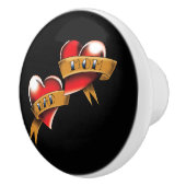 Mam Pa Red Hearts Tattoo Keramische Knop (Rechts)