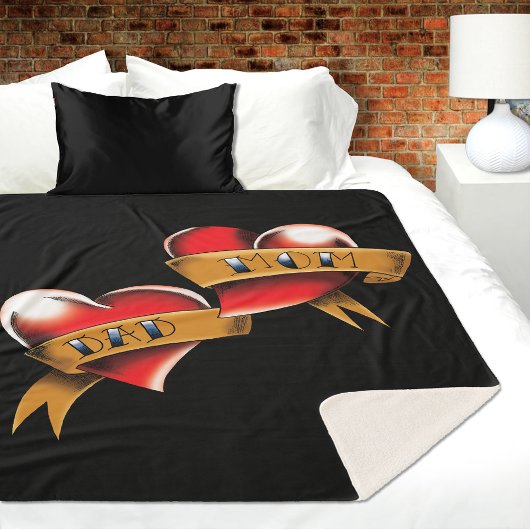 Mam Pa Red Hearts Tattoo Sherpa Deken