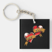 Mam Pa Red Hearts Tattoo Sleutelhanger (Voorkant)