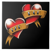 Mam Pa Red Hearts Tattoo Tegeltje (Voorkant)