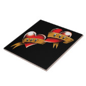 Mam Pa Red Hearts Tattoo Tegeltje (Zijkant)