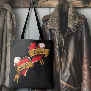 Mam Pa Red Hearts Tattoo Tote Bag