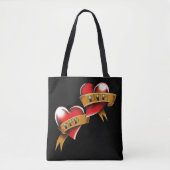 Mam Pa Red Hearts Tattoo Tote Bag (Voorkant)