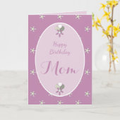 Mam paarse bloemenshabby chic Verjaardag Kaart (Gele Bloem)