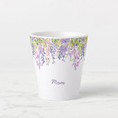 Mam Paarse Wisteria Waterverf Floral Latte Mok (Voorkant)