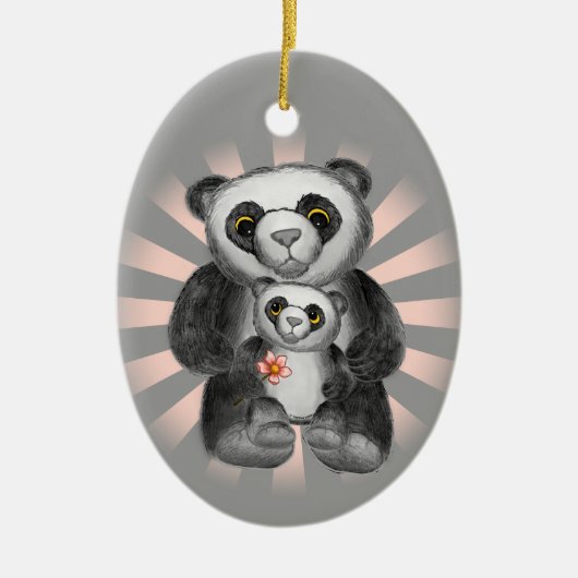 Mam Panda Beer Love Keramisch Ornament (Voorkant)