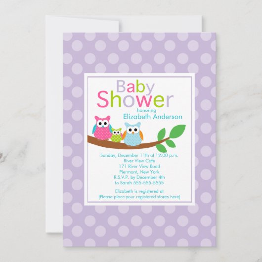 Mam & pap Eigenaar met Baby Owl Baby shower Kaart (Voorkant)
