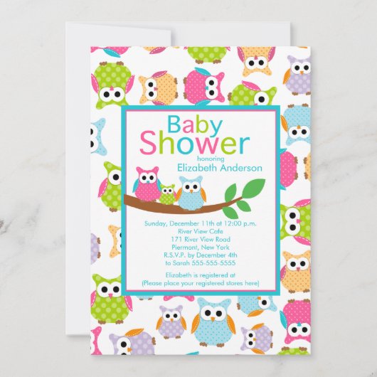 Mam & pap Eigenaar met Baby Owl Baby shower Kaart (Voorkant)