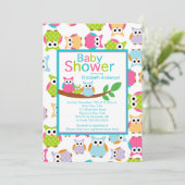 Mam & pap Eigenaar met Baby Owl Baby shower Kaart (Staand voorkant)