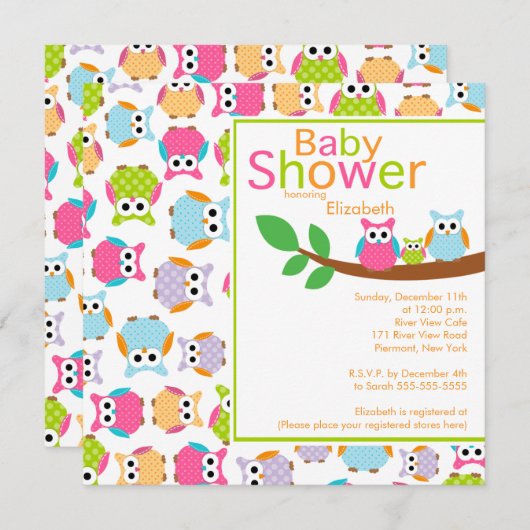 Mam & pap Eigenaar met Baby Owl Baby shower Kaart (Voorkant / Achterkant)