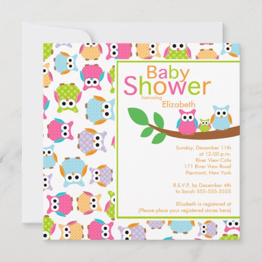 Mam & pap Eigenaar met Baby Owl Baby shower Kaart (Voorkant)