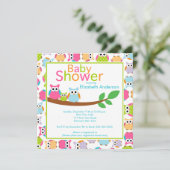 Mam & pap Eigenaar met Baby Owl Baby shower Kaart (Staand voorkant)
