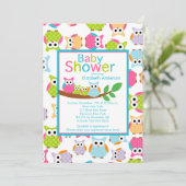 Mam & pap Eigenaars van Baby Owls TWINS Baby showe Kaart (Staand voorkant)