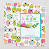 Mam & pap Eigenaars van Baby Owls TWINS Baby showe Kaart (Voorkant / Achterkant)