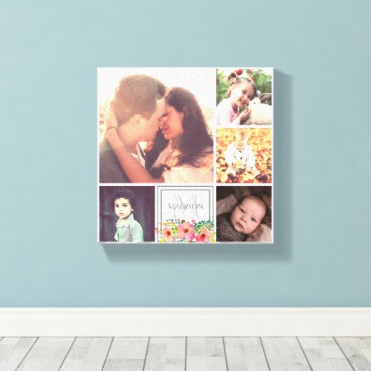 Mam Pap en Kinderen Canvas Afdruk (Insitu (Houten vloer))