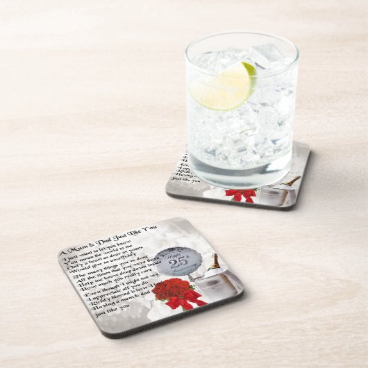 Mam & pap gedicht - 25th Wedding Jubileum Bier Onderzetter (Rechterzijde)