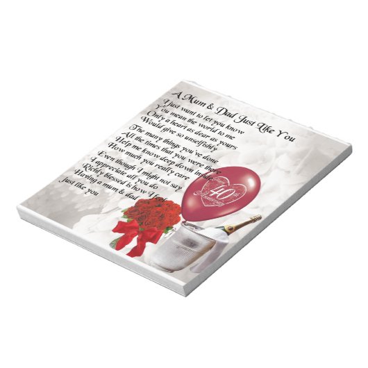 Mam & pap gedicht - Jubileum met 40ste bruiloft Notitieblok (Linkerzijde)