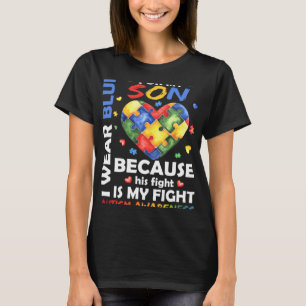 Mam Pap Ik Draag Blauw Voor Mijn Zoon Autisme Bewu T-shirt