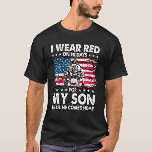 Mam Pap Ik Draag rood op vrijdag voor mijn zoon Am T-shirt