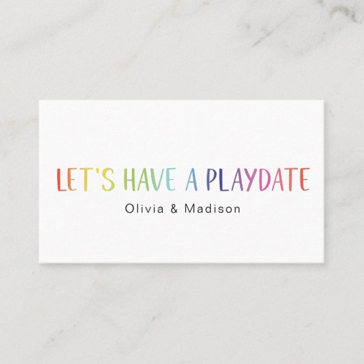 Mam Pap Playdate Eenvoudige Kleurrijke Plezier Cal Visitekaartje (Voorkant)