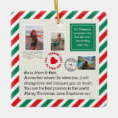 Mam & Pap Vrolijk Kerstmis Letter Fotocollage Keramisch Ornament (Voorkant)