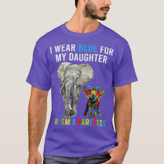 Mam papa Autism Elephant Apparel ik Draag blauw vo T-shirt