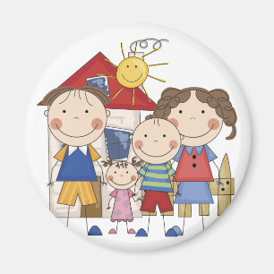 Mam, papa, Big Boy, Small Girl Family Magneet