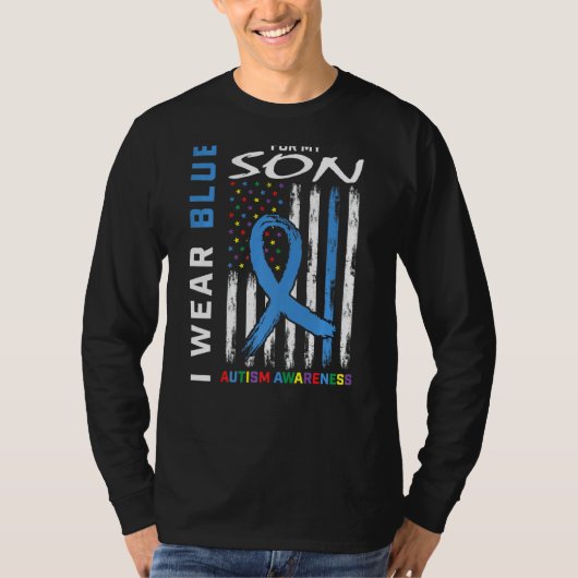 Mam papa ik Draag blauw voor mijn zoon Autism Awar T-shirt (Voorkant)