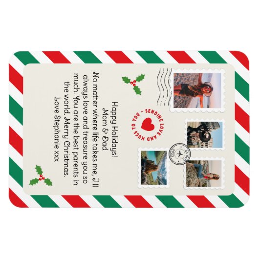 Mam Papa Kerstmis Letter Fotocollage Gevouwen Magneet (Horizontaal)