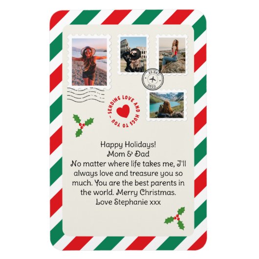 Mam Papa Kerstmis Letter Fotocollage Gevouwen Magneet (Verticaal)