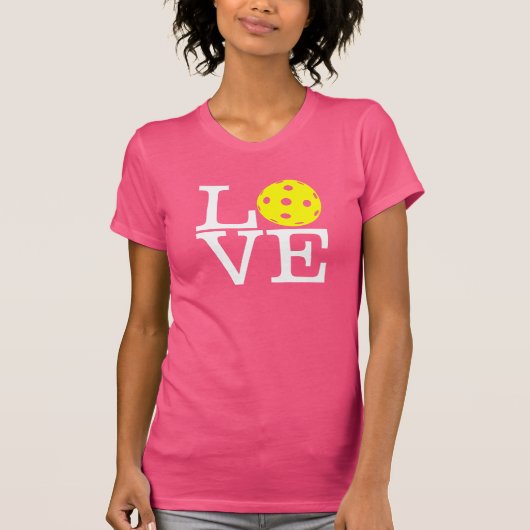 Mam Pickleball T-shirt voor dames: "LOVE" (roze) (Voorkant)