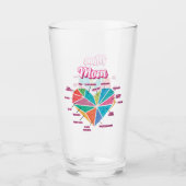 Mam Pie Heart Alle mama Titels Glas (Voorkant)