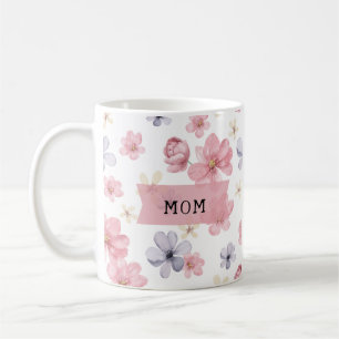 Mam Pink en Paarse Floral Koffiemok