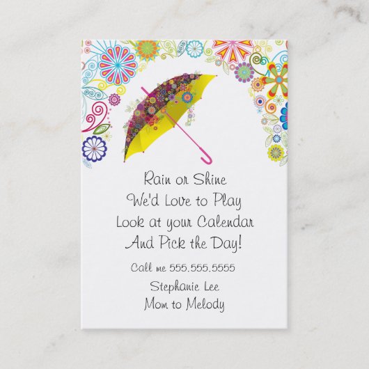 Mam Play Date Umbrella 2019 Calendar Contactkaartje (Voorkant)