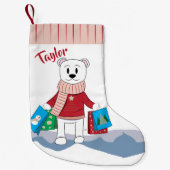 Mam Polar-Beer met winkeltassen stoppen Kleine Kerstsok (Voorkant)