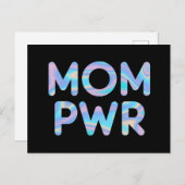 Mam Pwr (Power) Funny Holographic Typografie Briefkaart (Voorkant / Achterkant)