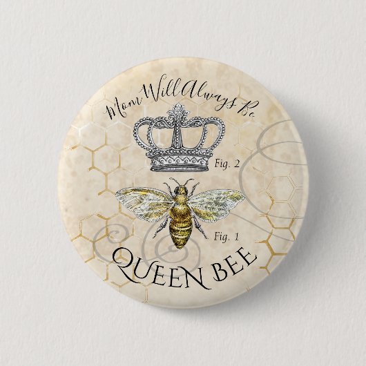 Mam Queen Bee Ronde Button 5,7 Cm (Voorkant)
