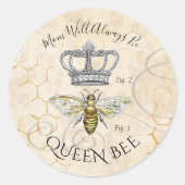 Mam Queen Bee Ronde Sticker (Voorkant)