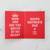 Mam Queen van mijn hart Moederdag gepersonaliseerd Kaart (Binnen)