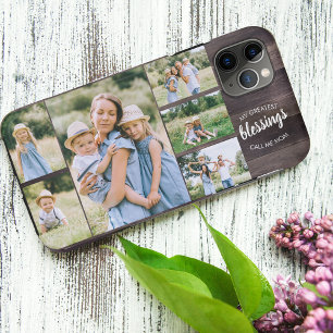 Mam Quote 6 Foto Collage Rustic Brown Case-Mate iPhone Case