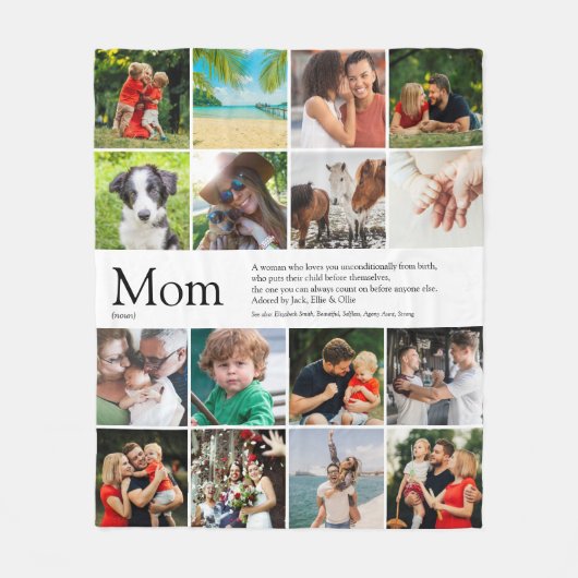 Mam Quote Modern Family Photo Collage Fleece Deken (Voorkant)