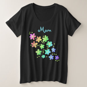 "Mam" Rainbow Flowers Plus Size T-Shirt