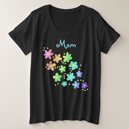 "Mam" Rainbow Flowers Plus Size T-Shirt (Design voorkant)