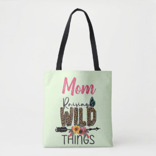Mam Raising Wilde Dingen citeert Funny Leopard Pri Tote Bag