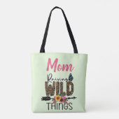 Mam Raising Wilde Dingen citeert Funny Leopard Pri Tote Bag (Achterkant)