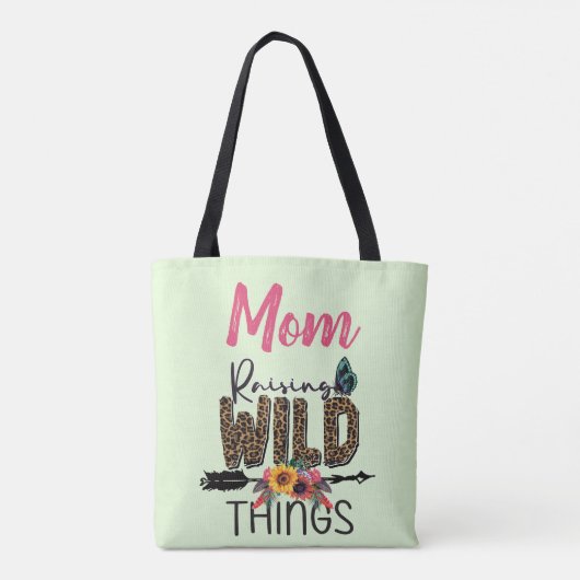 Mam Raising Wilde Dingen citeert Funny Leopard Pri Tote Bag (Achterkant)