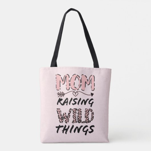 Mam Raising Wilde Dingen citeert Funny Leopard Pri Tote Bag (Achterkant)